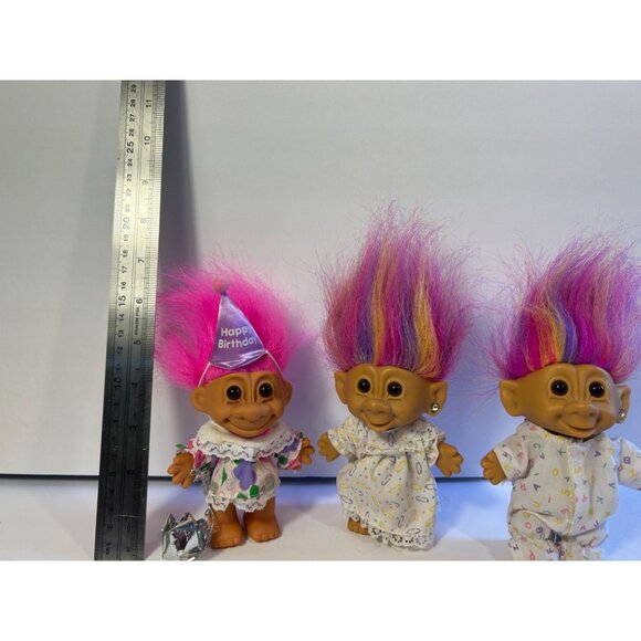Vintage Assorted Troll Dolls Lot With Police Officer Hand Puppet & Colorful Hair - Picture 10 of 11
